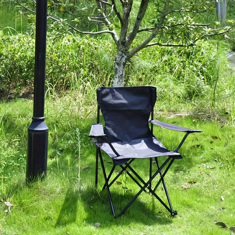 Zusammenklappbarer Campingstuhl mit Seitentasche - Robustes Stahlgestell für Outdoor-Aktivitäten
