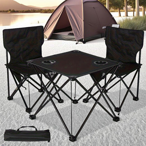 Zusammenklappbares Gartenmöbelset mit Tisch und Stühlen – Tragbar für Camping und BBQ