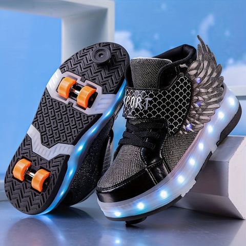 Leuchtende Rollschuh-Sneaker mit Flügeln – USB Aufladbar für Mädchen und Teenager