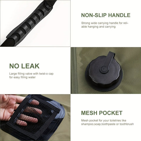 SunnyFlow Solar-Dusche Sack – Praktisch, Auslaufsicher und Mit Temperaturmesser