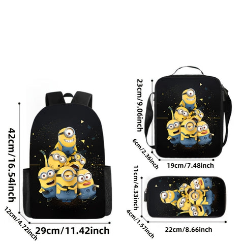 Minions Schulset - Rucksack, Brotdose & Etui für Kinder