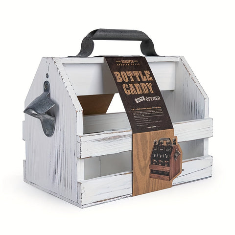 Holzflaschen-Caddy mit Flaschenöffner - Perfektes Vatertagsgeschenk oder Kundenpräsent