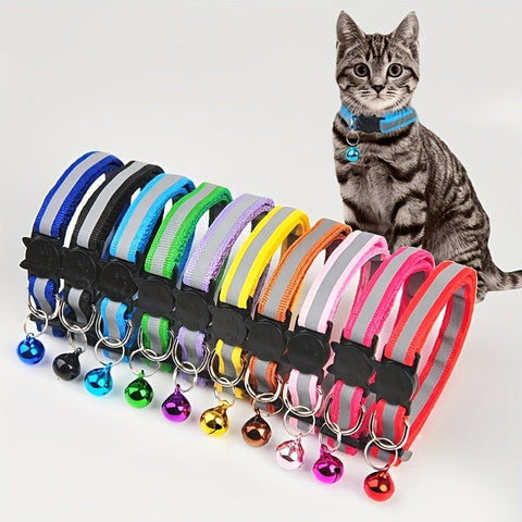 Reflektierendes Katzenhalsband mit AirTag Halter und Glocke – Verstellbares Halsband für Nachtsichtbarkeit