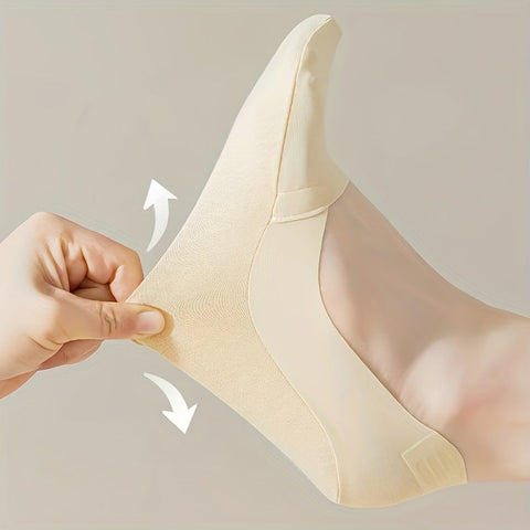 5 Paar Ice Silk Socken – Atmungsaktive und Rutschfeste Unsichtbare Socken für Damen