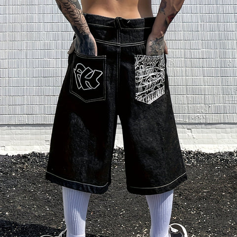 Lässige Bermuda-Jeansshorts – Lockere Passform mit stilvollen Blumenstickereien