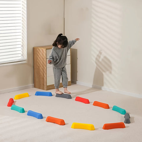 Bildungs-Balanceblöcke Set für Kinder – Bunte Trittsteine für drinnen und draußen
