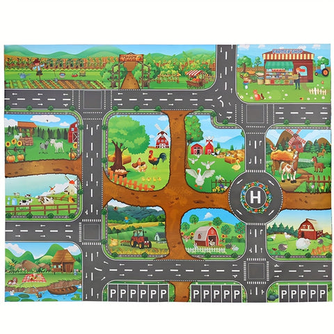 Interaktives Spielteppich Abenteuer – Entdecke Bauernhof und Verkehr mit Spielzeug