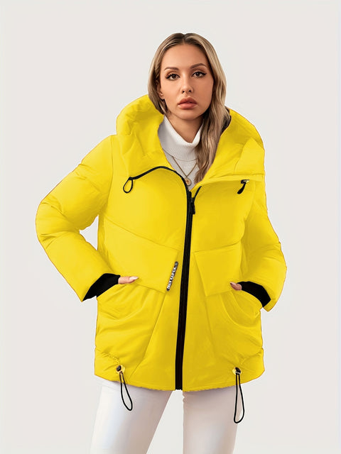 Moderne Winterjacke mit Verstellbarer Kapuze und Taille – Gepolstertes Design für Maximale Wärme und Komfort
