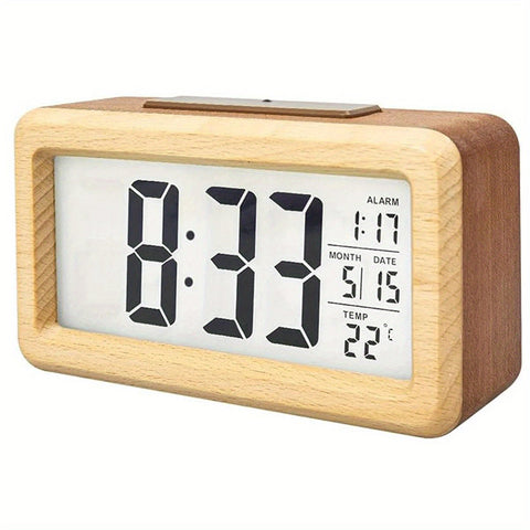 Hölzener Digitalwecker – LED-Display mit Temperatur und Datum