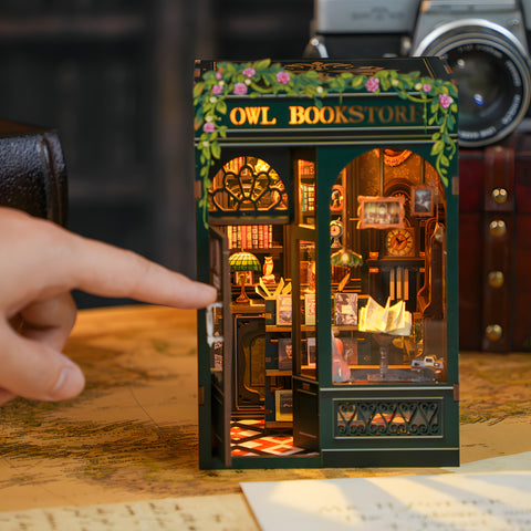 DIY Miniatur Eulen Buchhandlung – 3D Holz Kit mit Beleuchtung für kreative Dekoration
