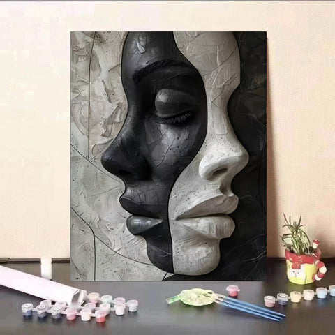 Abstract Weibliches 3D Porträt – DIY Leinwand Set für Kunstliebhaber