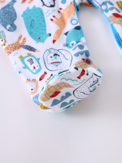 3-teiliges Baby-Overall-Set mit Tiermotiven – Lange Ärmel für Aktivitäten im Freien