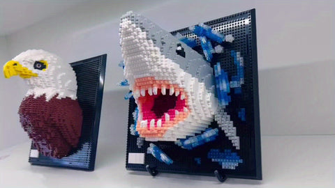 Kreative 3D Wandkunst Bauklötze – Hai und Adler Kollektion