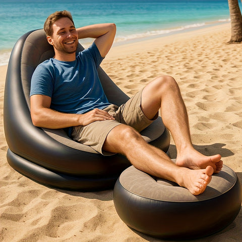 Aufblasbares Sofa Lounger mit Fußstütze - Wasserdicht & Komfortabel