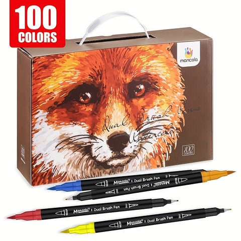 100 Farben Dual-Tip Stifte Set – Vielseitige Fineliner und Pinselspitzen für kreative Projekte