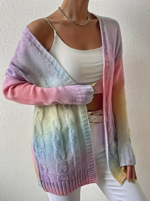 Pastellfarbiger Gradient Offene Vorderseite Cardigan – Stilvoll und Bequem für Herbst und Frühling