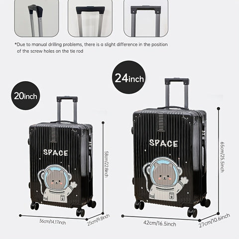 Luxe Graffiti Koffer mit Raum-Thema – 24 Zoll Flugkoffer mit Spinner-Rädern und TSA-Schloss