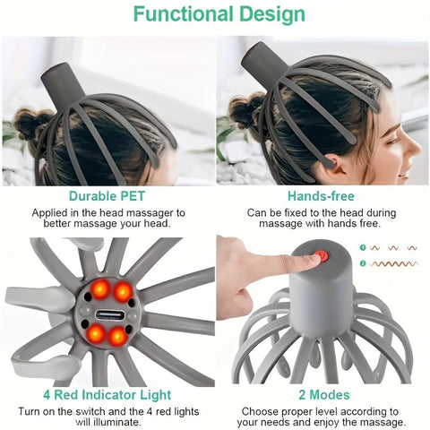 Elektrische Octopus Kopfhautmassagegerät – USB Aufladbar und Kompakt