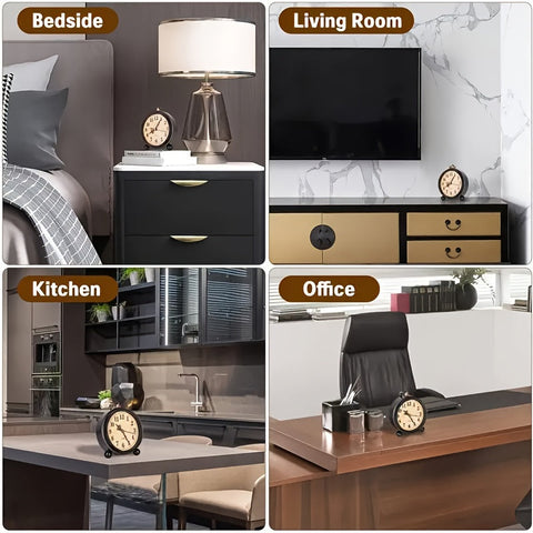 Retro Metallwecker mit stilvollem Uhrwerk – Klassisches Tischformat für Schlafzimmer oder Büro