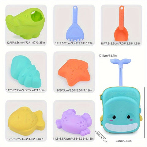 Walvis-Thema Strandspielzeug Set für Babys – 8-teiliges Reisegepäck