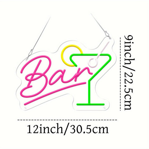 Dimmbare LED Neon Bar-Schild – USB-betrieben mit Dimmer