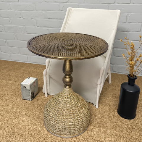 Handgefertigter Wassergras Couchtisch – Antik Bronze Look