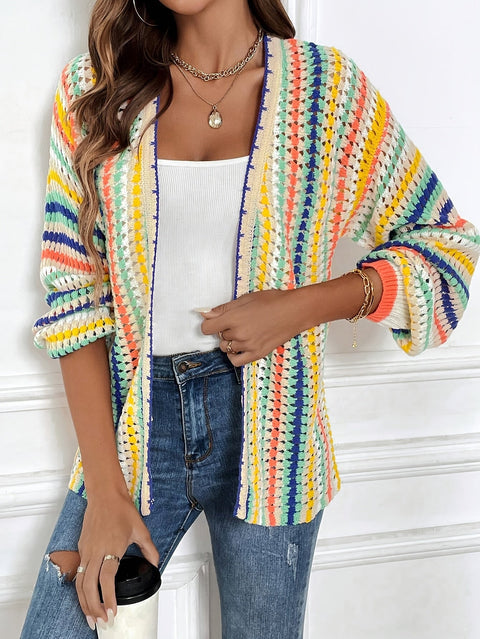 Vibrante Gestreifte Strickjacke – Perfekt für Frühling und Herbst Mode