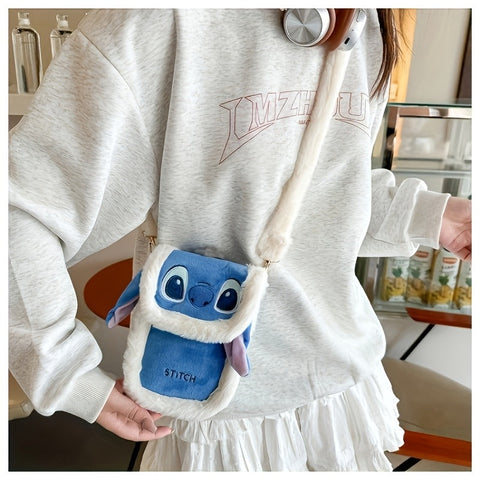 Süße Stitch Crossbody Tasche – Mit Kunstfell und Besticktem Design für den Alltag