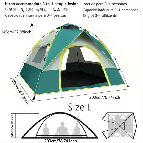 Schneller Aufbau 4-Personen Campingzelt – Atmungsaktive und Winddichte Unterkunft