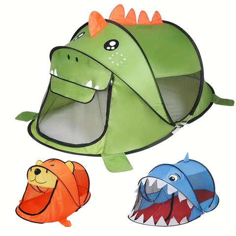 Kinder Dinosaurier, Hai & Bär Pop-Up Spielzelt Set mit UPF 50 – Atmungsaktiv & Tragbar für Babys & Kleinkinder