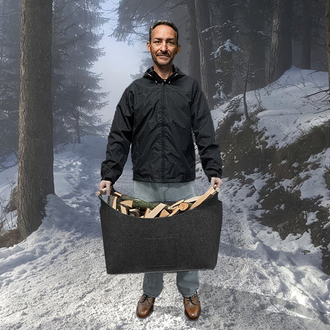 Faltbarer Filzkorb XL mit Holzgriffen – Nachhaltiger und Stilvoller Holzträger für den Innenbereich