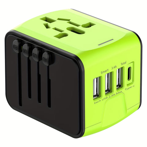Reiseadapter mit 4 USB-Ports und Type-C – Weltweiter Ladegerät mit Schnellladung und Sicherheitsmerkmalen