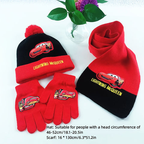 Winterset für Kinder – Mütze, Handschuhe und Schal Set mit Cartoon-Charakteren