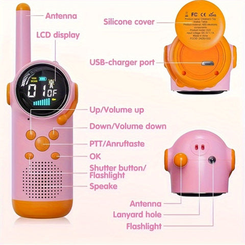 Kinder Walkie-Talkies Set – 3-Meilen Reichweite & Wiederaufladbarer Akku