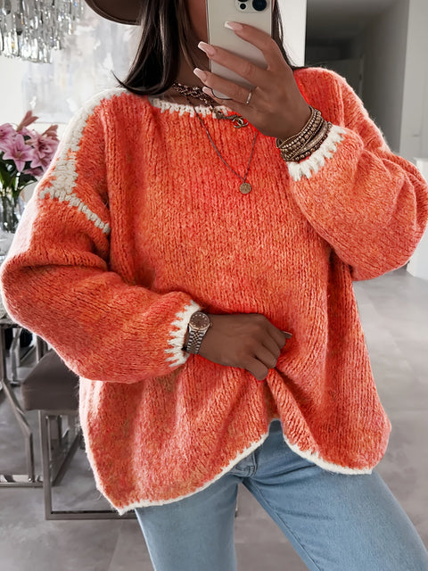 Off-Shoulder Farbblock Pullover - Lässig und Bequem für Herbst und Winter