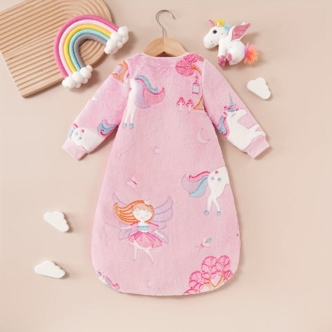 Plüsch Winterschlafsack mit Einhornprint – Weicher und Märchenhafter Schlafkomfort für Kinder