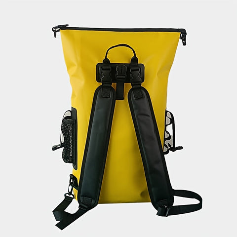 Wasserdichter 25L Roll-Top Rucksack mit mehreren Fächern, robuster Schnallenversiegelung und Netz-Seitentasche