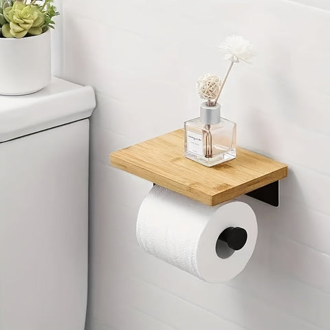 Holz-Toilettenpapierhalter mit Regal – Ideal für die Wandmontage