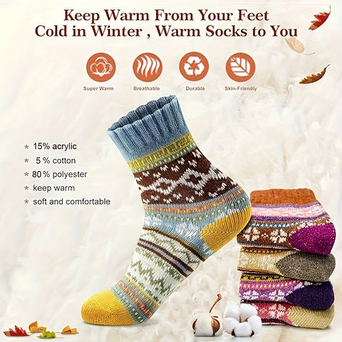 Lola Set von 5 Paar Wintersocken für Damen - Warm und Bequem für die Kalten Monate