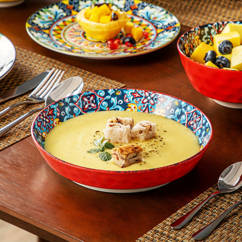 24-teiliges Diner-Set – Steinzeug im Boho-Stil