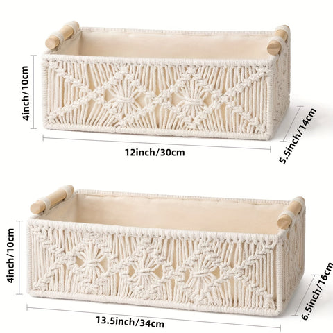 Set aus 2 handgefertigten Makramee-Aufbewahrungskörben – Boho-Chic für eine stilvolle Ordnung