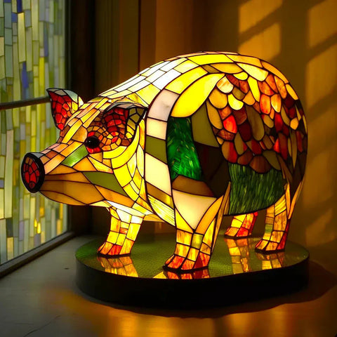 Vibrante Glas-in-Glas Tierlampen – Künstlerische Tischdekoration