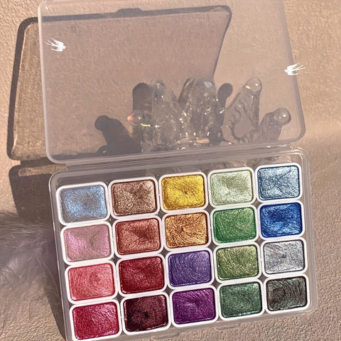 Perl Wasserfarben Set – 20 Farben in fester Form für Malerei und Kalligrafie
