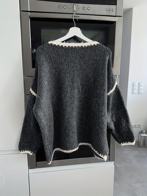 Off-Shoulder Farbblock Pullover - Lässig und Bequem für Herbst und Winter