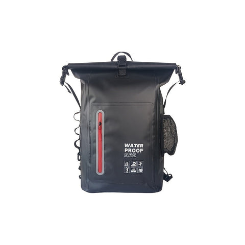 Wasserdichter 25L Roll-Top Rucksack mit mehreren Fächern, robuster Schnallenversiegelung und Netz-Seitentasche