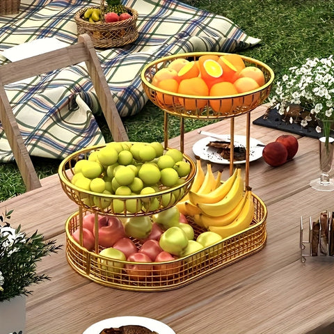 GoldenTier 3-stufiger Obstkorb – Elegant und Praktisch