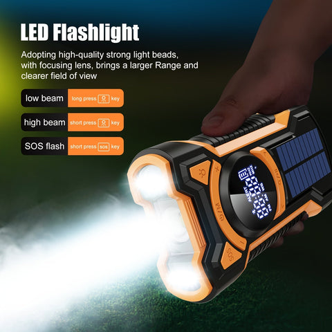 All-in-One Notradio mit Handkurbel und Solarpanel – Für Camping und Notfälle