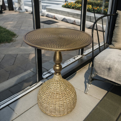 Handgefertigter Wassergras Couchtisch – Antik Bronze Look