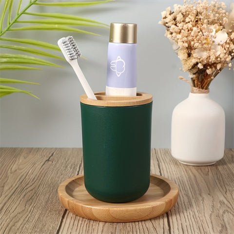 Badezimmer Zubehör Set mit Bambusdeckel – 4-teiliges Set für Badezimmerdekoration