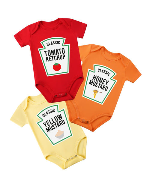 3er-Pack Baby Bodysuits – Weiche Baumwolle mit Verspielten Lebensmittelprints
